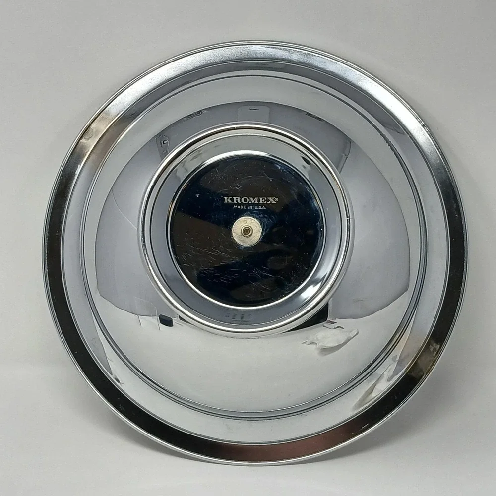 Vtg Kromex Chrome Silver Tone Round Lidded Party Serving Dish  1960s Made In USA